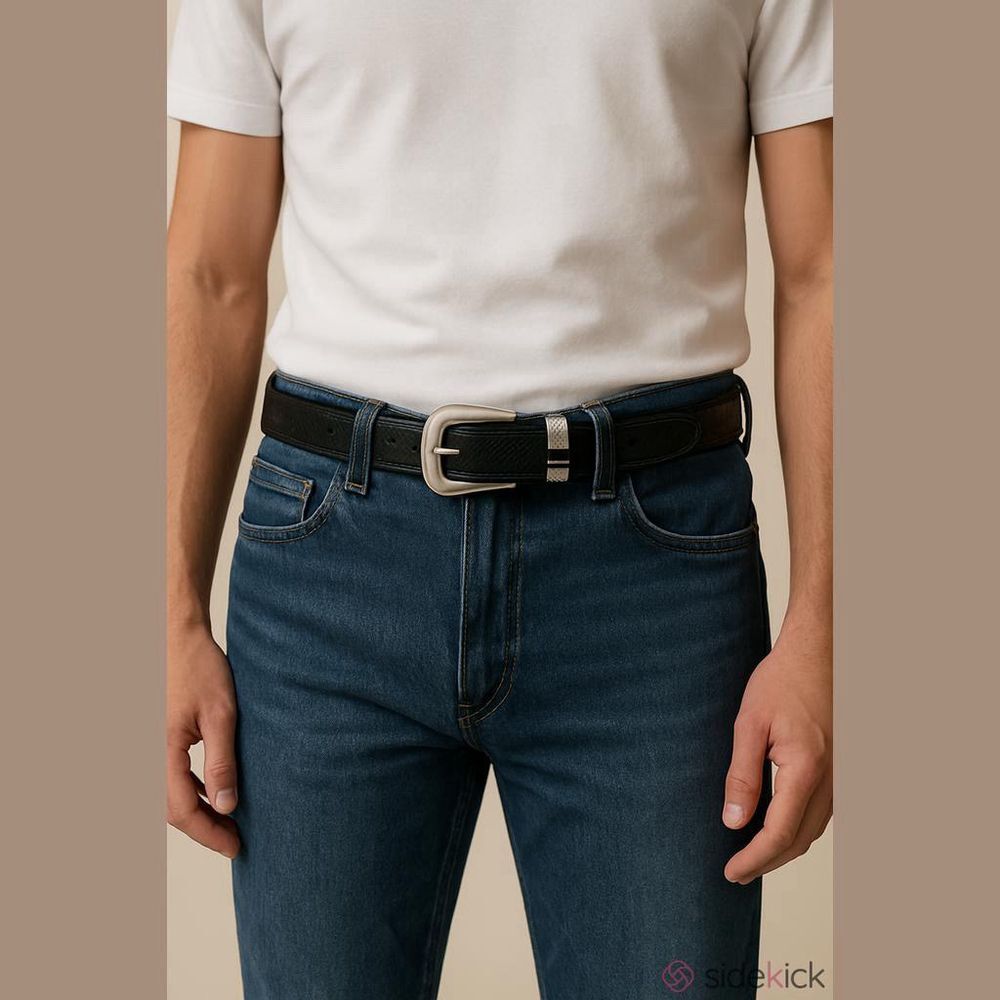 Unbranded Black Leather Belt Men's Size 34